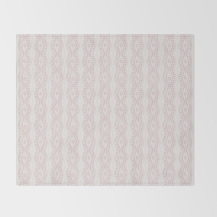 Wavy lines and tiny blooms - dusty pink and beige cream tones pattern Throw Blanket Gallery Image 2