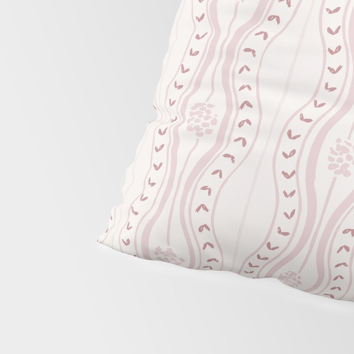 Wavy lines and tiny blooms - dusty pink and beige cream tones pattern Pillow Sham Gallery Image 4