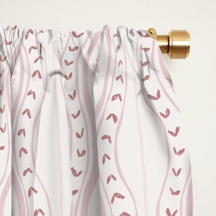 Wavy lines and tiny blooms - dusty pink and beige cream tones pattern Window Curtain Gallery Image 2