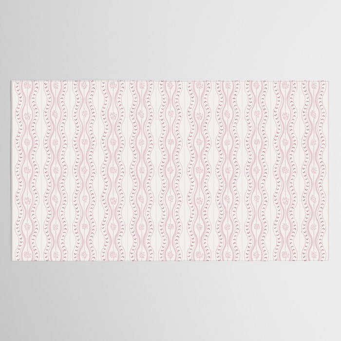 Wavy lines and tiny blooms - dusty pink and beige cream tones pattern Tablecloth Gallery Image 2