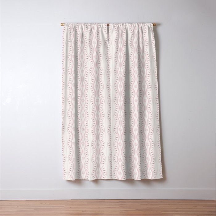 Wavy lines and tiny blooms - dusty pink and beige cream tones pattern Window Curtain Gallery Image 3