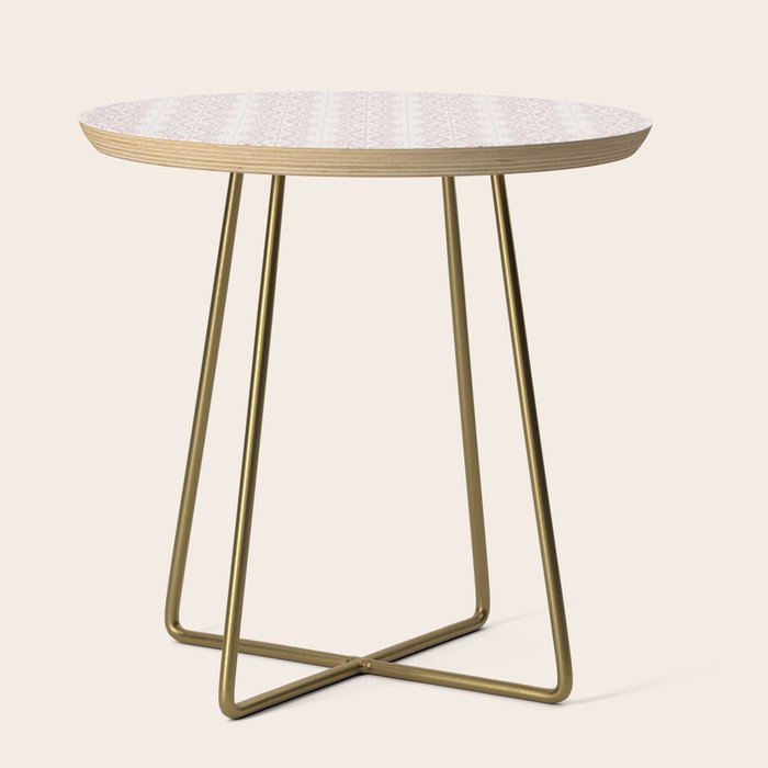 Wavy lines and tiny blooms - dusty pink and beige cream tones pattern Side Table Gallery Image 1