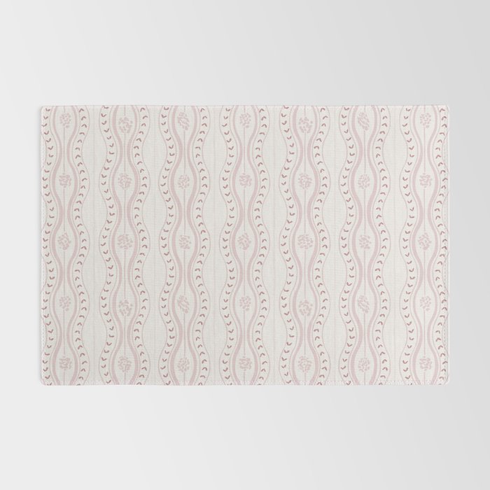 Wavy lines and tiny blooms - dusty pink and beige cream tones pattern Rug Gallery Image 2