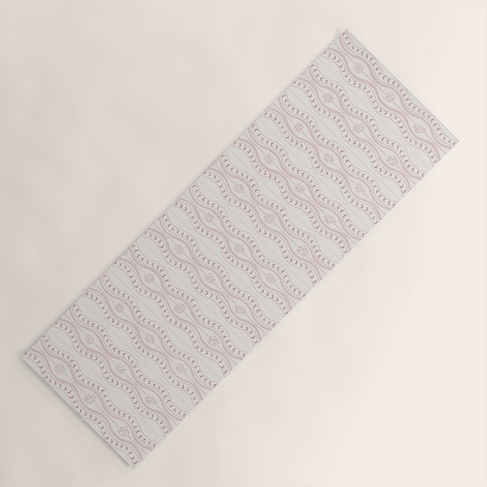 Wavy lines and tiny blooms - dusty pink and beige cream tones pattern Yoga Mat Gallery Image 1