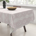 Wavy lines and tiny blooms - dusty pink and beige cream tones pattern Tablecloth Gallery Image 3