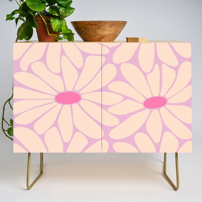 Big Daisy - Groovy Flower Pink Credenza Gallery Image 1