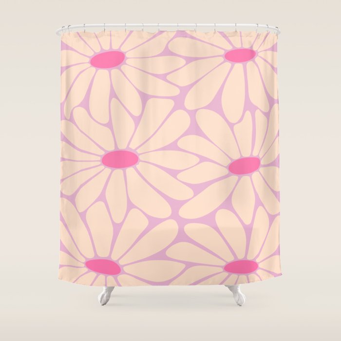 Big Daisy - Groovy Flower Pink Shower Curtain Gallery Image 1