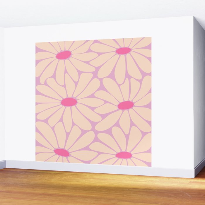 Big Daisy - Groovy Flower Pink Wall Mural Gallery Image 2