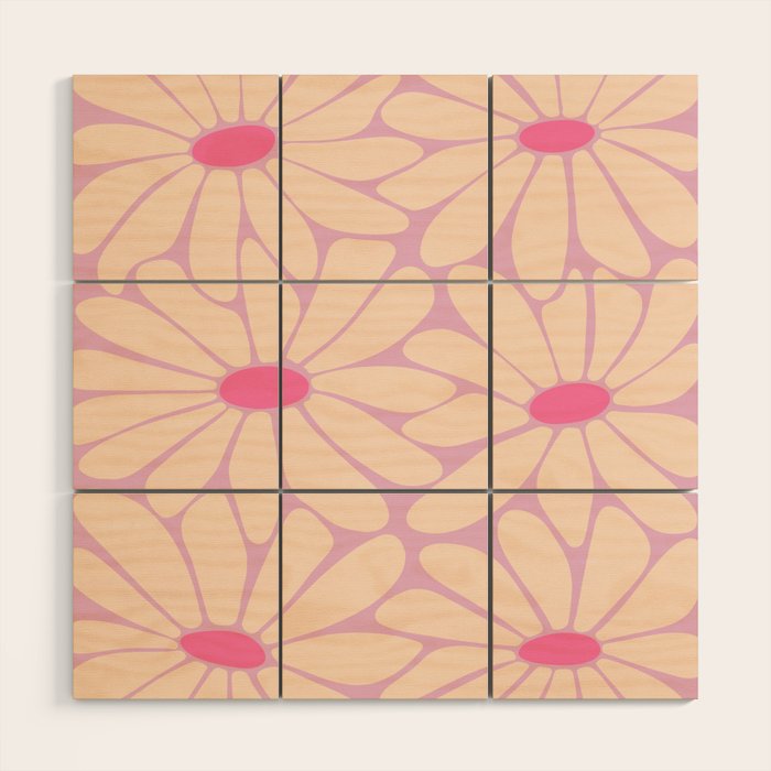 Big Daisy - Groovy Flower Pink Wood Wall Art Gallery Image 1