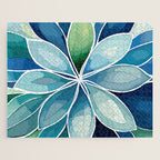 Blue and Green Bloom in Floral Jigsaw Puzzle Gallery Image 1