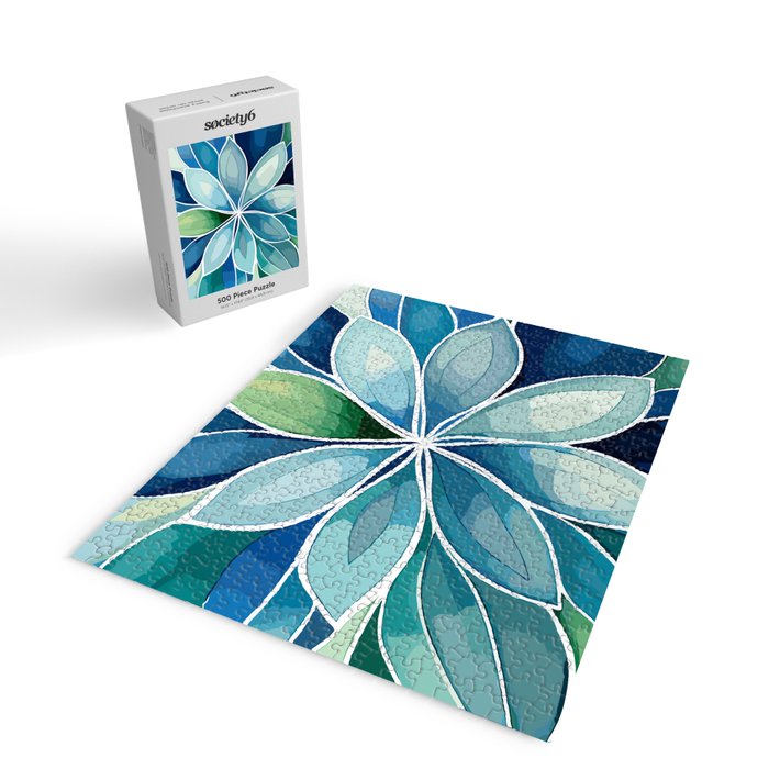 Blue and Green Bloom in Floral Jigsaw Puzzle Gallery Image 2