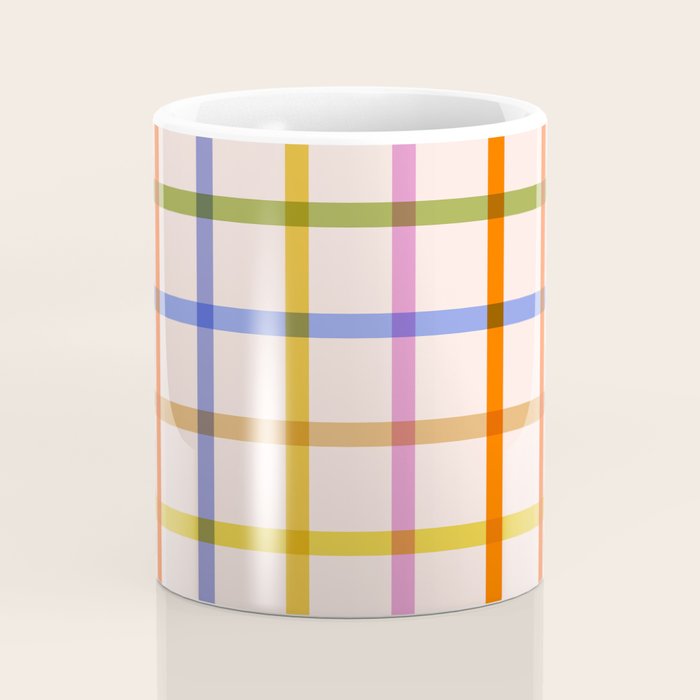 Mid Mod Rainbow Summer Gingham Check pattern Coffee Mug Gallery Image 4