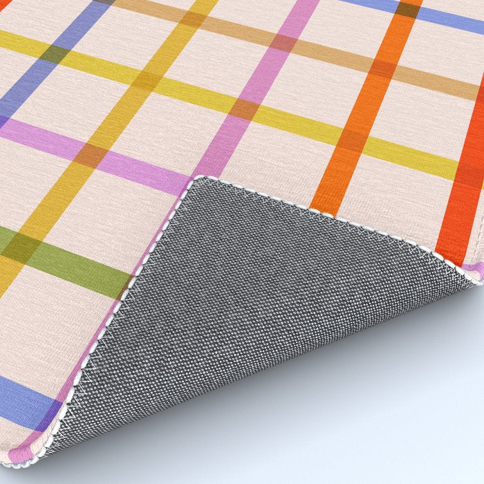 Mid Mod Rainbow Summer Gingham Check pattern Rug Gallery Image 4