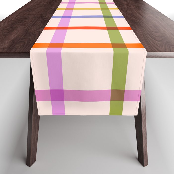 Mid Mod Rainbow Summer Gingham Check pattern Table Runner Gallery Image 1