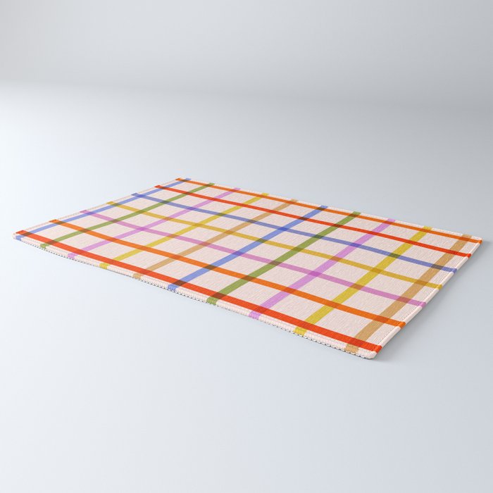 Mid Mod Rainbow Summer Gingham Check pattern Rug Gallery Image 3