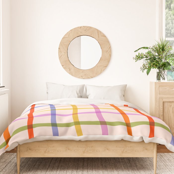 Mid Mod Rainbow Summer Gingham Check pattern Duvet Cover Gallery Image 3