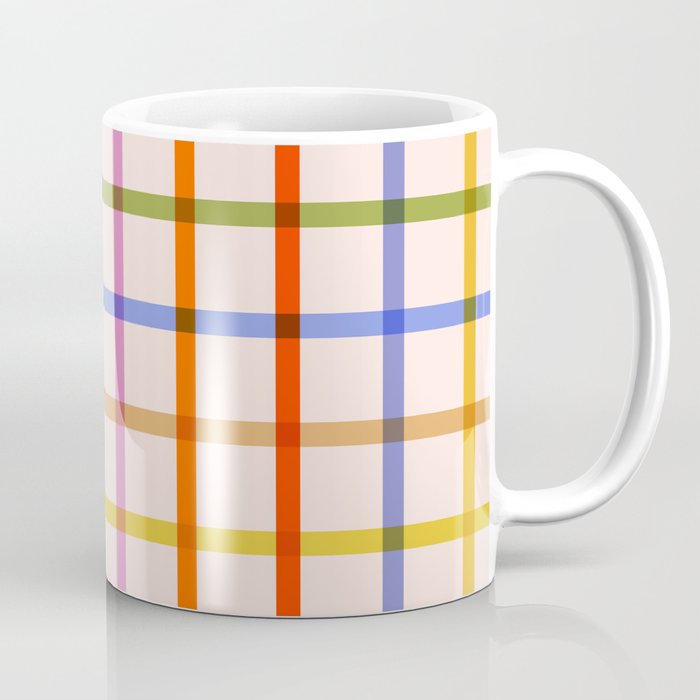 Mid Mod Rainbow Summer Gingham Check pattern Coffee Mug Gallery Image 1