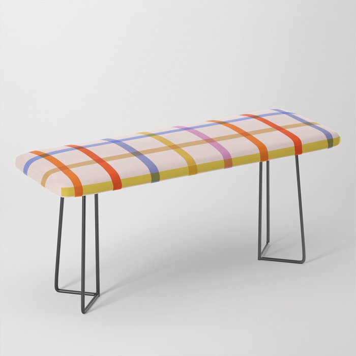 Mid Mod Rainbow Summer Gingham Check pattern Bench Gallery Image 1