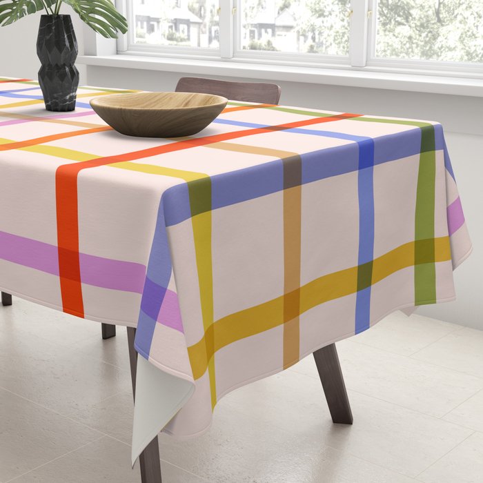 Mid Mod Rainbow Summer Gingham Check pattern Tablecloth Gallery Image 3