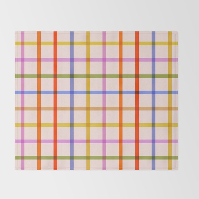 Mid Mod Rainbow Summer Gingham Check pattern Throw Blanket Gallery Image 2