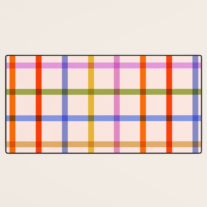 Mid Mod Rainbow Summer Gingham Check pattern Desk Mat Gallery Image 3