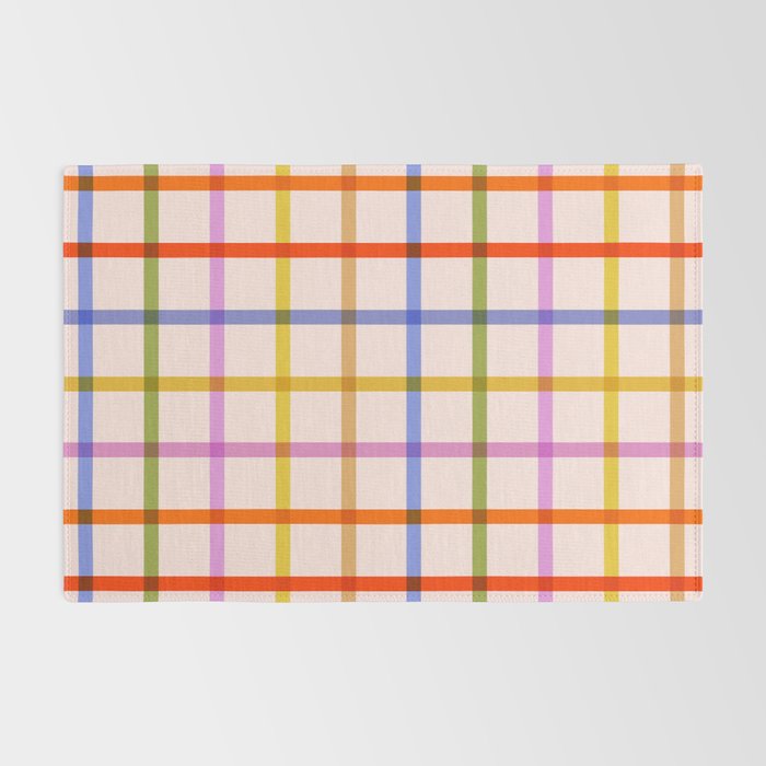 Mid Mod Rainbow Summer Gingham Check pattern Rug Gallery Image 2