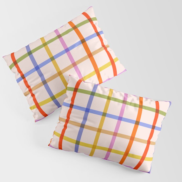 Mid Mod Rainbow Summer Gingham Check pattern Pillow Sham Gallery Image 1