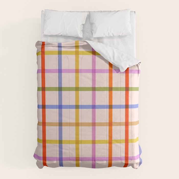 Mid Mod Rainbow Summer Gingham Check pattern Comforter Gallery Image 6
