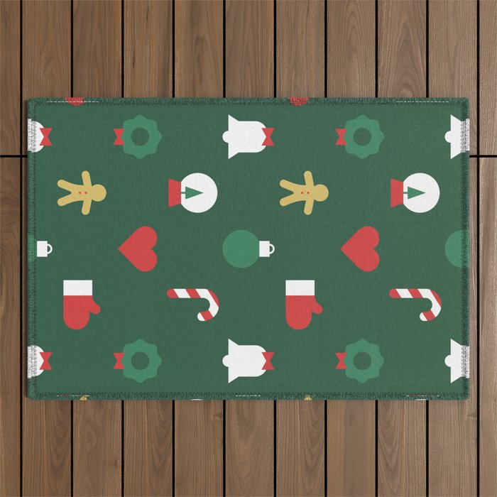 Geometric christmas decoration pattern Outdoor Rug Gallery Image 1