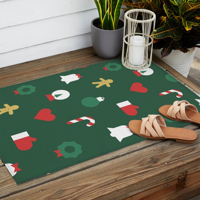 Geometric christmas decoration pattern Outdoor Rug Gallery Image 2