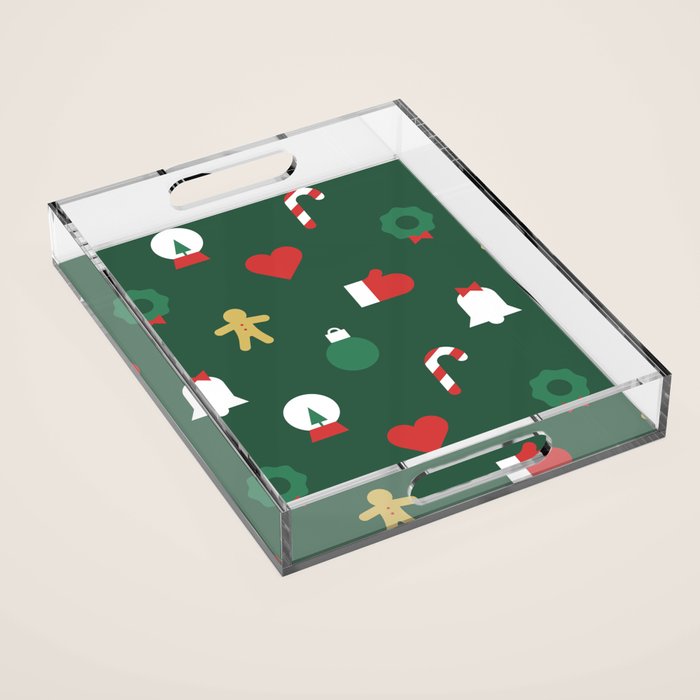 Geometric christmas decoration pattern Acrylic Tray Gallery Image 1