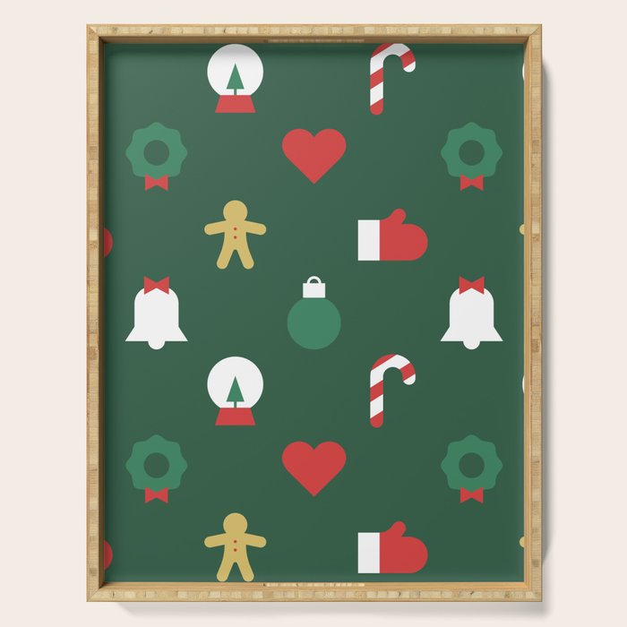 Geometric christmas decoration pattern Serving Tray Gallery Image 1