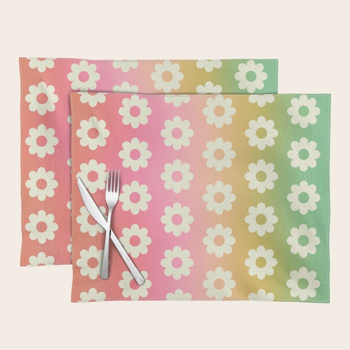 Ombre Rainbow Daisy Pattern Placemat Gallery Image 1