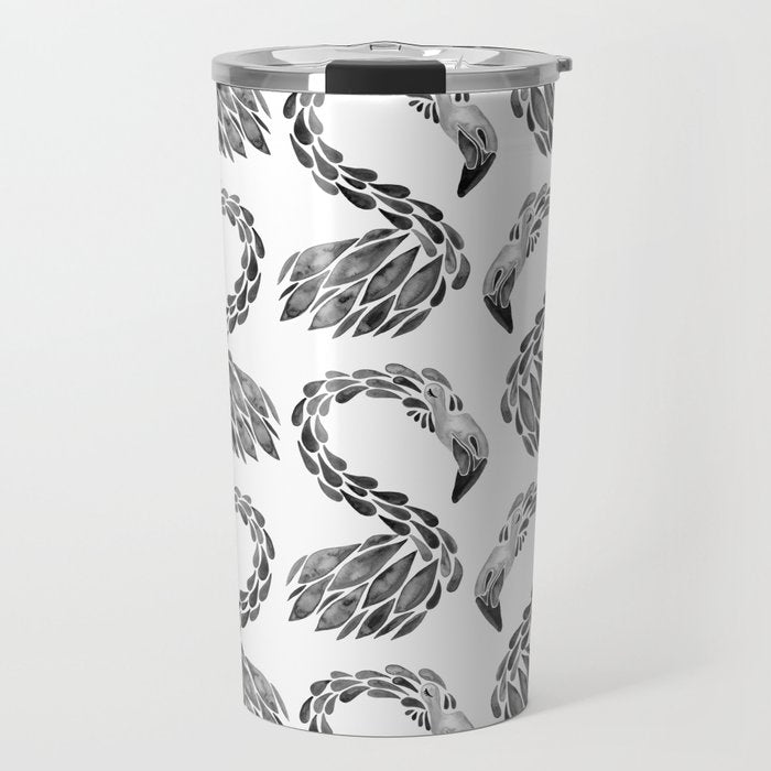 Miami Flamingo - Black Ink Travel Mug Gallery Image 1