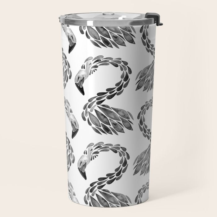 Miami Flamingo - Black Ink Travel Mug Gallery Image 2