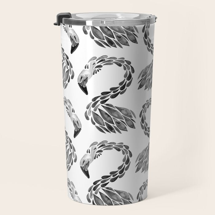 Miami Flamingo - Black Ink Travel Mug Gallery Image 3