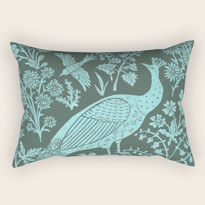 Peacock Garden Rectangular Pillow Gallery Image 2