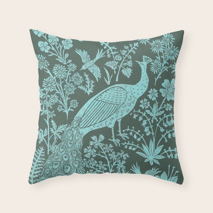Peacock Garden Throw Pillow Gallery Image 6
