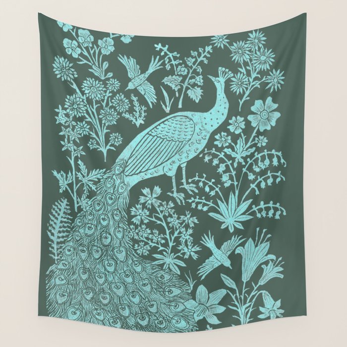 Peacock Garden Wall Tapestry Gallery Image 4