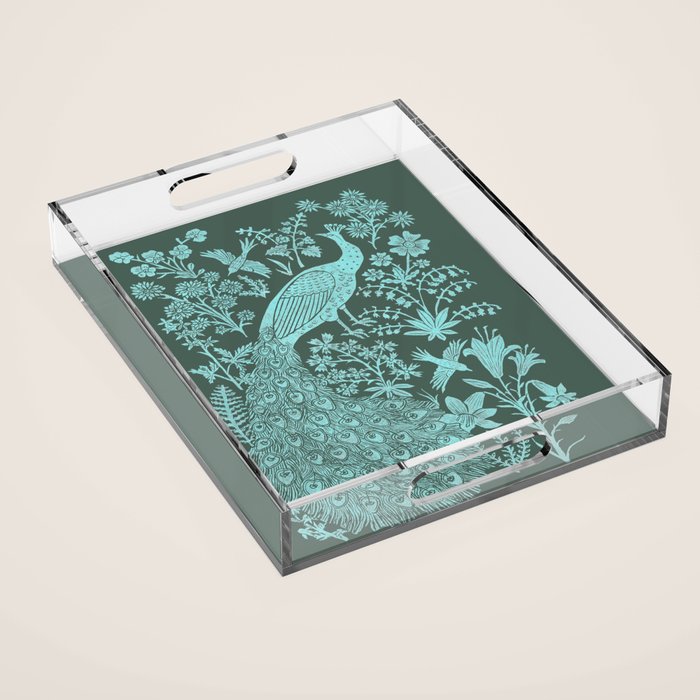 Peacock Garden Acrylic Tray Gallery Image 1