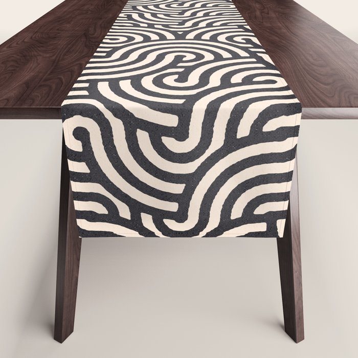 SWIRL Coal and Cream Table Runner Gallery Image 1