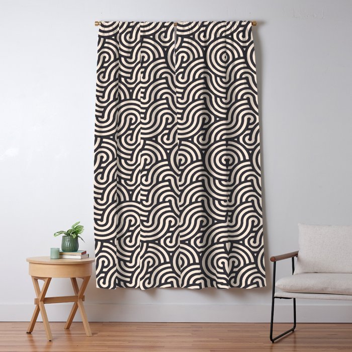 SWIRL Coal and Cream Window Curtain Gallery Image 5