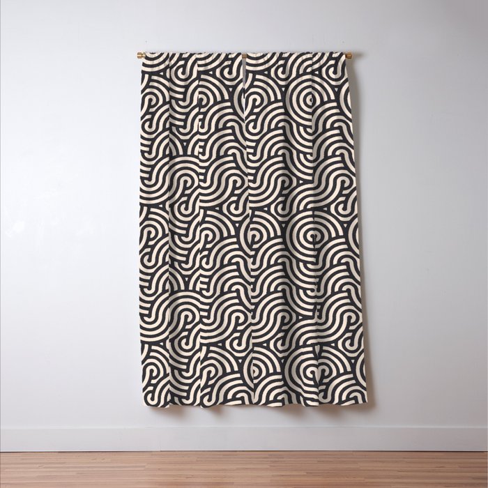 SWIRL Coal and Cream Window Curtain Gallery Image 3
