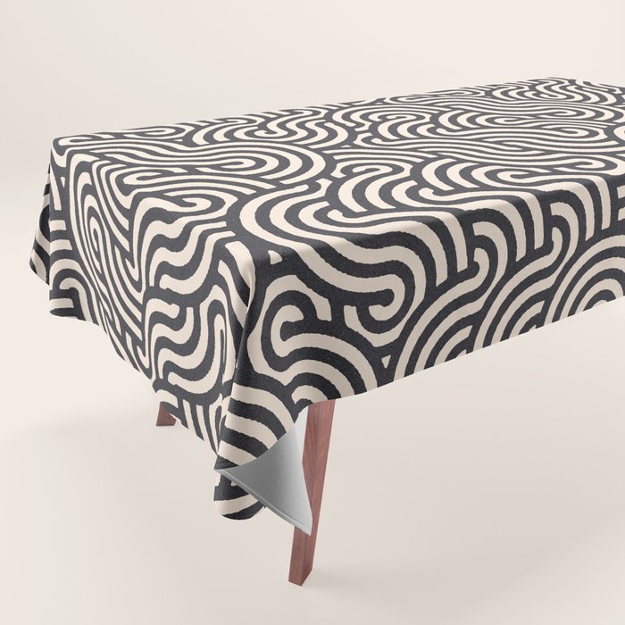 SWIRL Coal and Cream Tablecloth Gallery Image 1