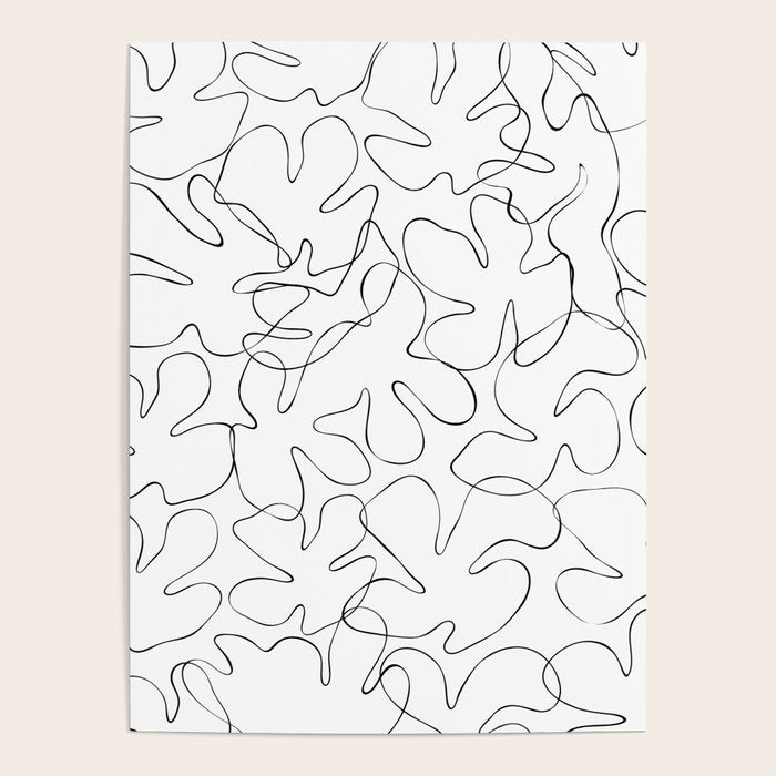 Abstract black and white floral art pattern Poster Gallery Image 1
