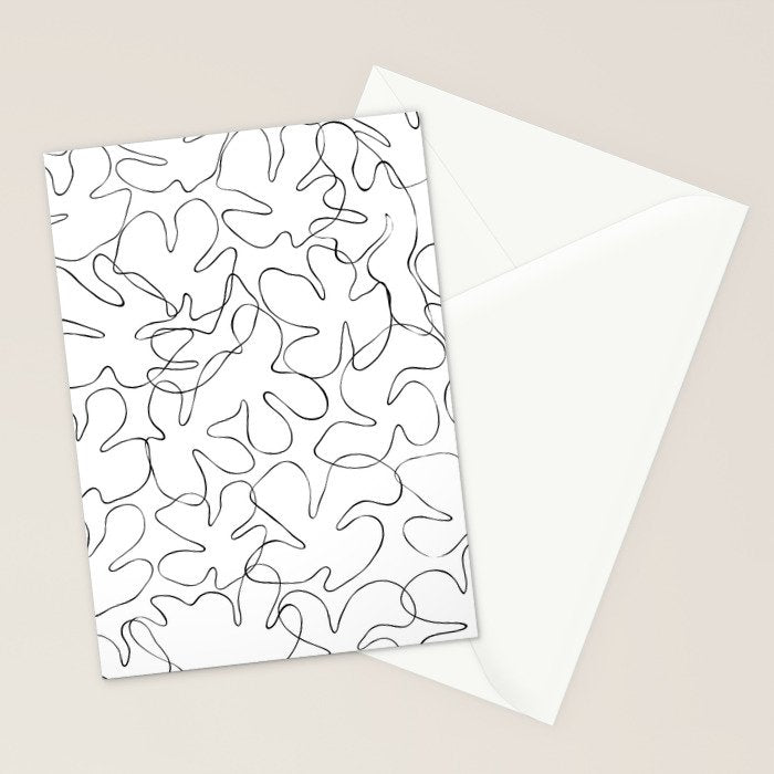 Abstract black and white floral art pattern Stationery Card Gallery Image 2