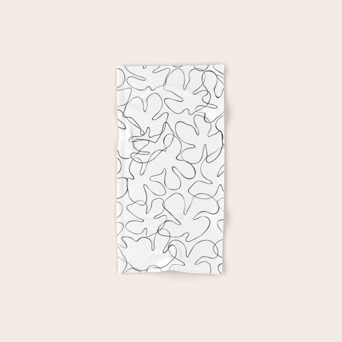 Abstract black and white floral art pattern Bath Towel Gallery Image 1