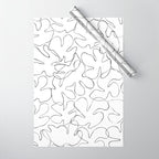 Abstract black and white floral art pattern Wrapping Paper Gallery Image 1