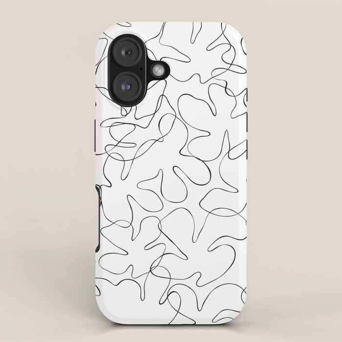 Abstract black and white floral art pattern iPhone Case Gallery Image 1