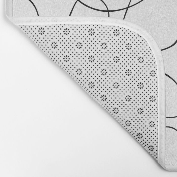 Abstract black and white floral art pattern Bath Mat Gallery Image 2